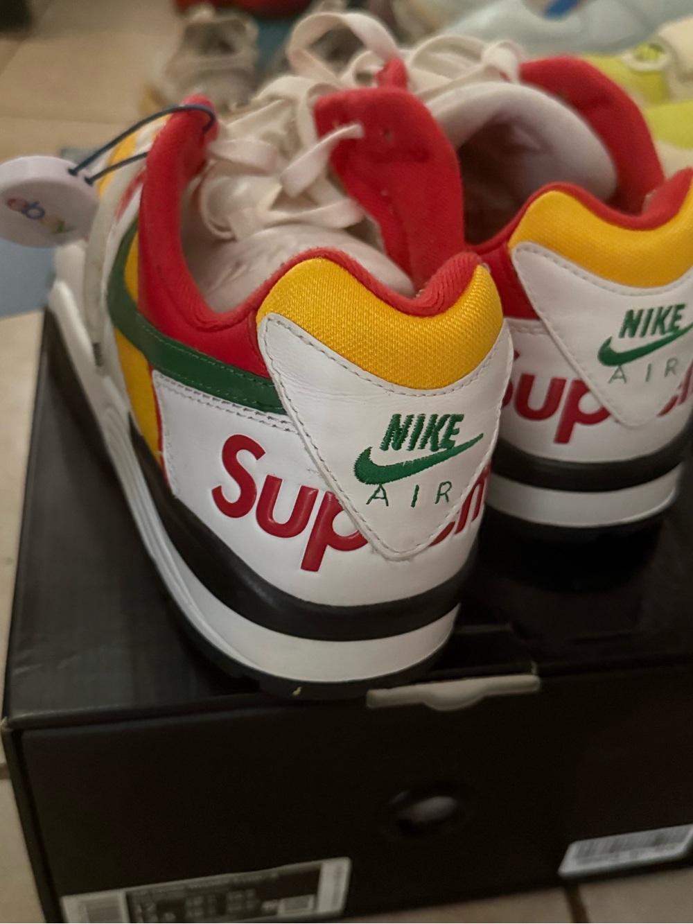 Nike Air x Supreme Colorblock Sneakers - White/Red/Yellow/Green air cross 3